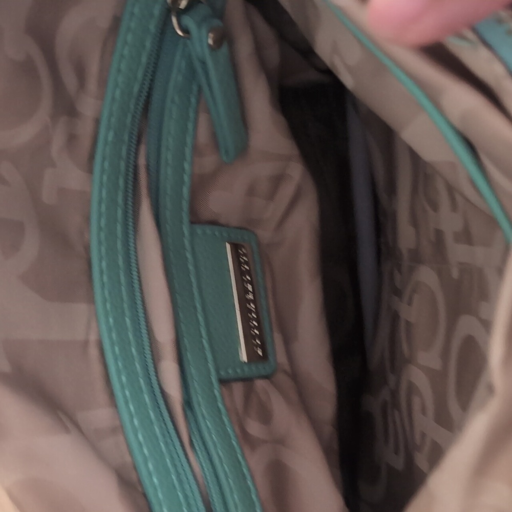 Rocco Barocco designer Teal cross body bag With gold Accents - Picture 7 of 13